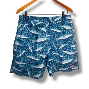 Men’s Vineyard Vines Blue Trout Swim Trunks Size Large